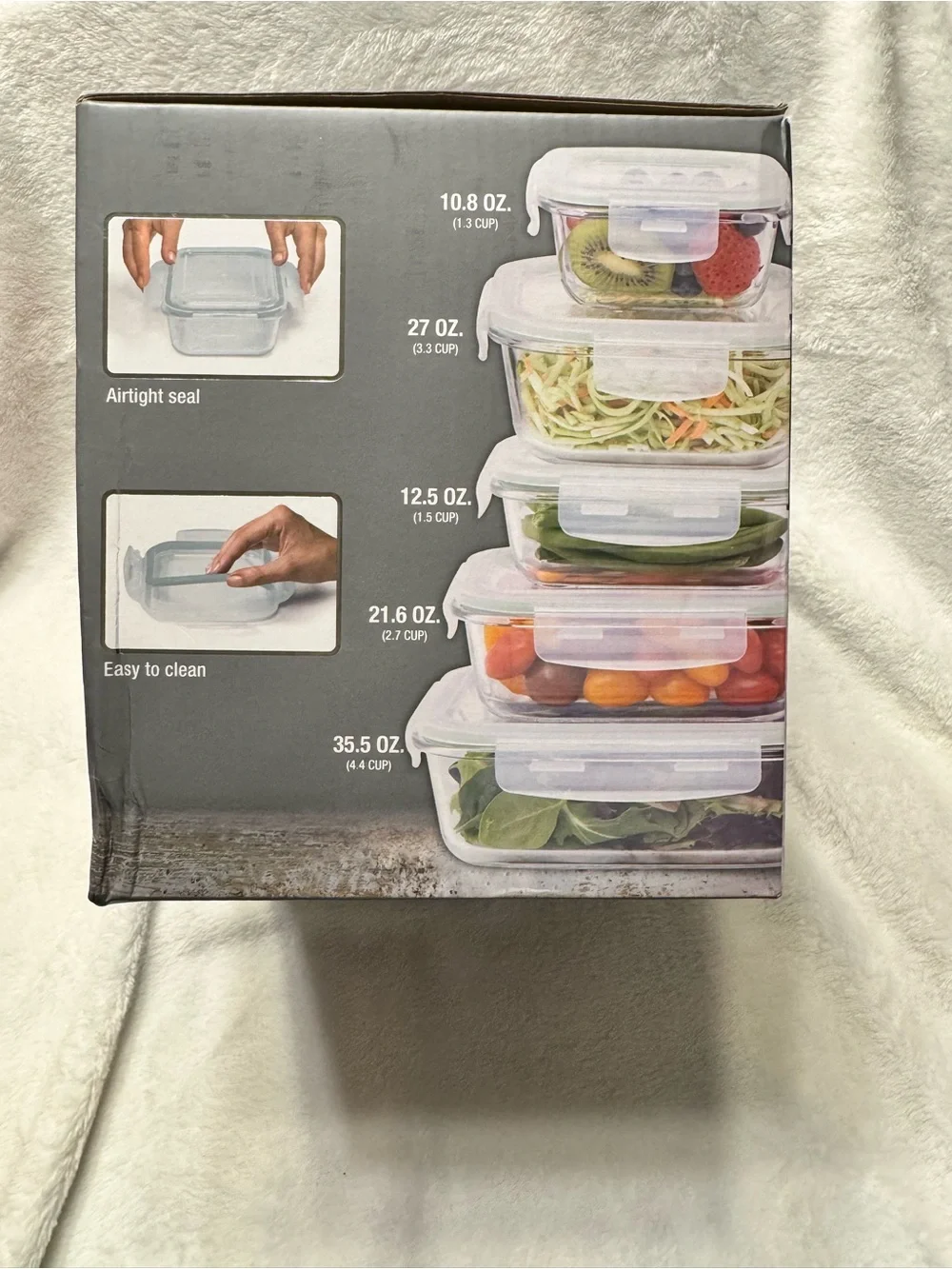 Brookstone Clear Glass Food Storage Set with White Lids